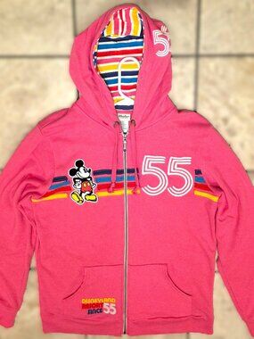 NEW Disneyland Resort Since 1955 Anniversary Pink Full-Zip Hoodie Sweatshirt L